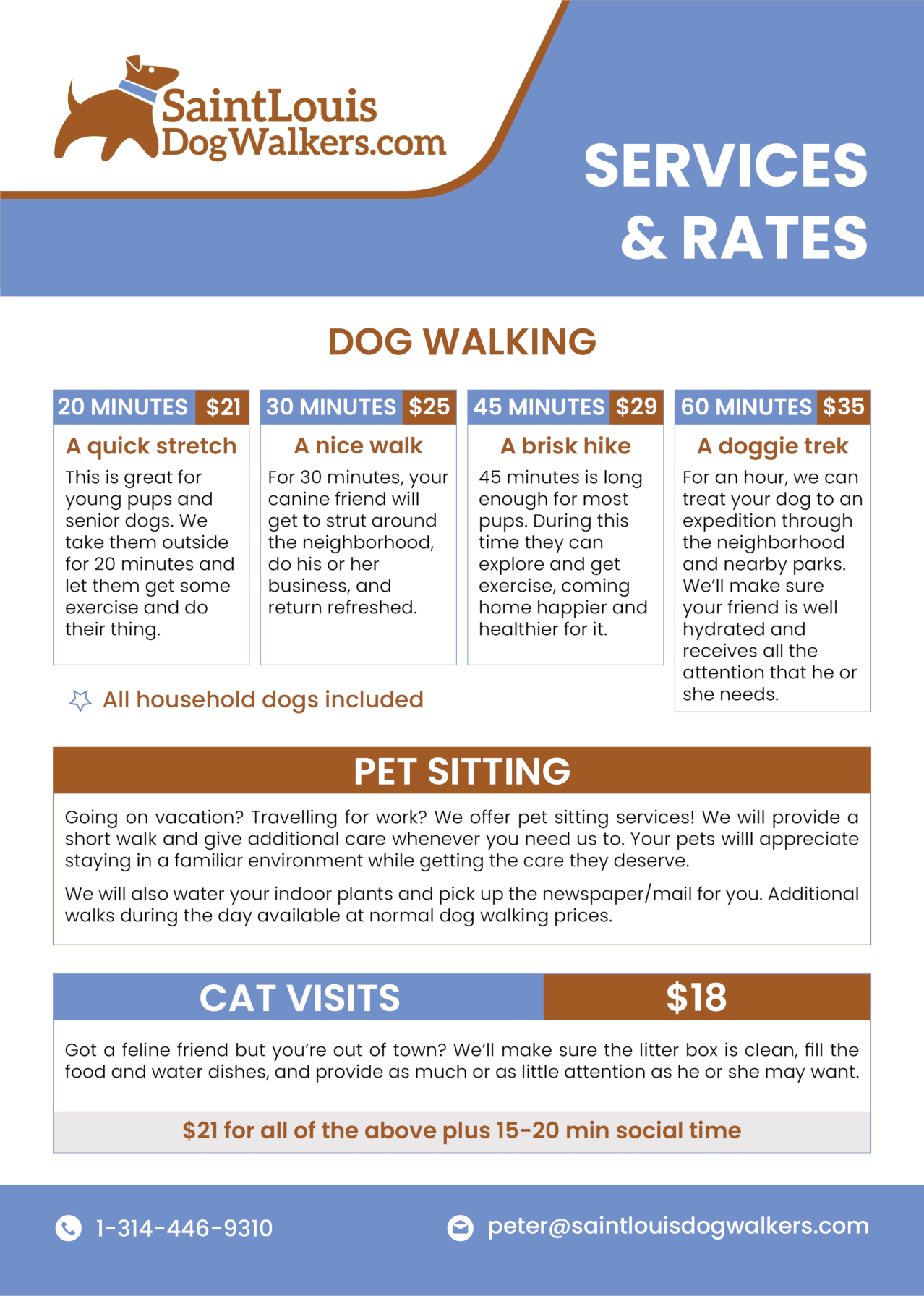 how much should i charge for dog walking and sitting